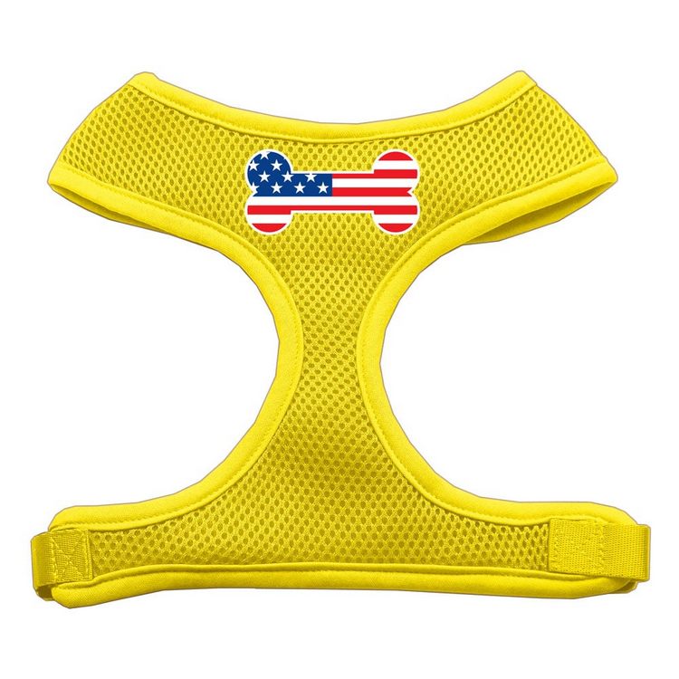 Bone Flag USA Screen Print Screen Print Mesh Pet Harness Yellow